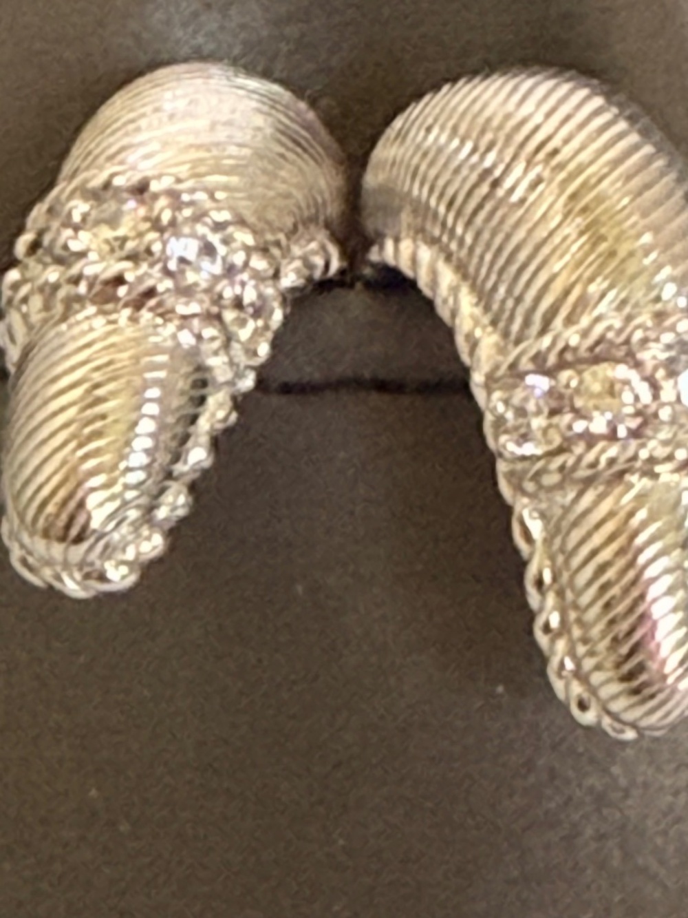 Judith Ripka 925 Pave Diamonique Huggie Hoop Textured 1/2 Hoop Clip Earring View 2